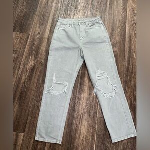 American Eagle Mom Straight Jeans 10 Olive Green